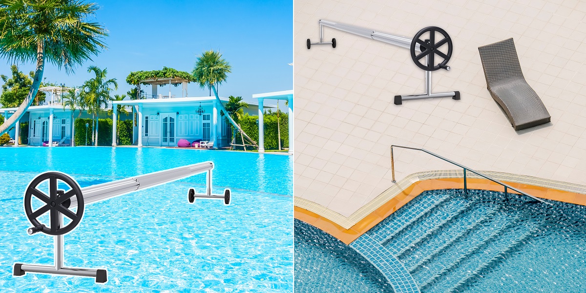 Aluminum Solar Pool Cover Reel – P1820 | Inground Pool Roller with 304 Stainless Steel Bracket